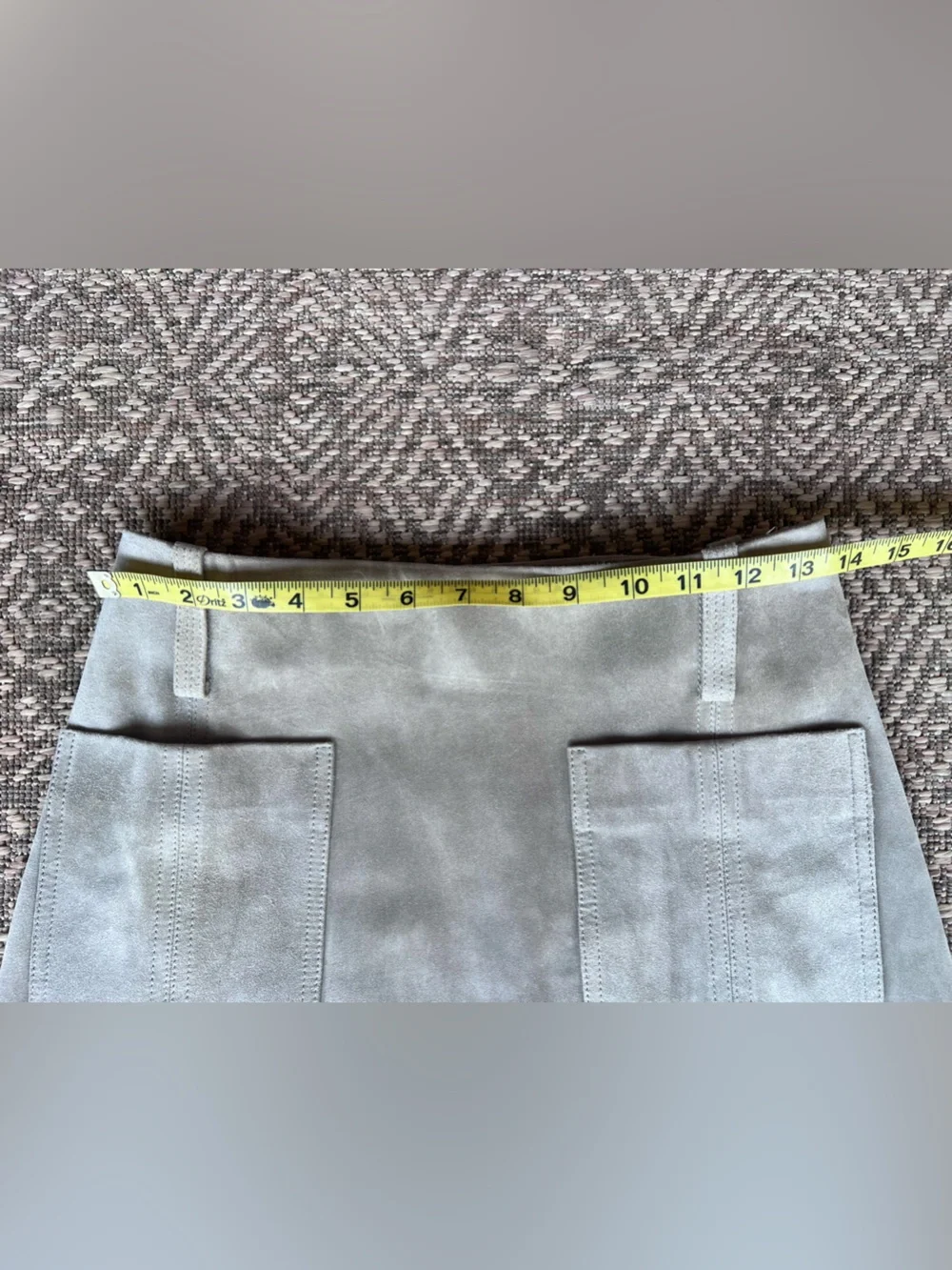 Derek Lam Warm Gray Suede Utility Mini Skirt Patch Pocket A-Line XS